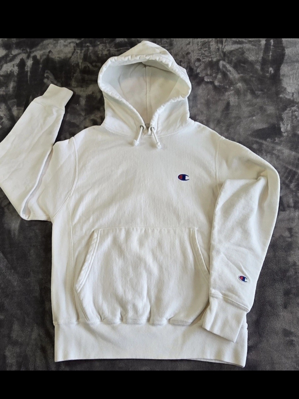 Champion White Hooded Pullover Sweatshirt
